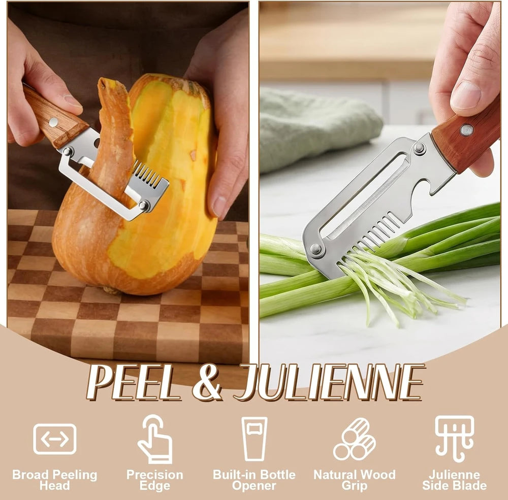 Wooden Handle Vegetable Peeler