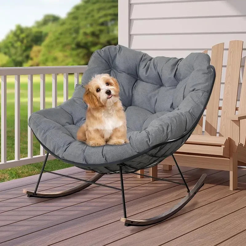 Outdoor E-Coated Rocking Chair with Cushion