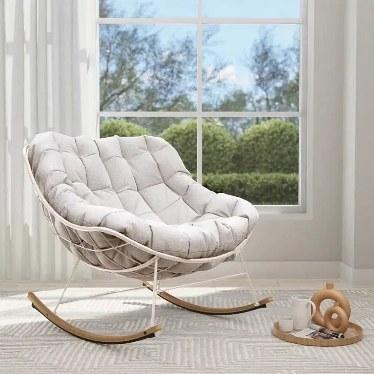 Outdoor E-Coated Rocking Chair with Cushion