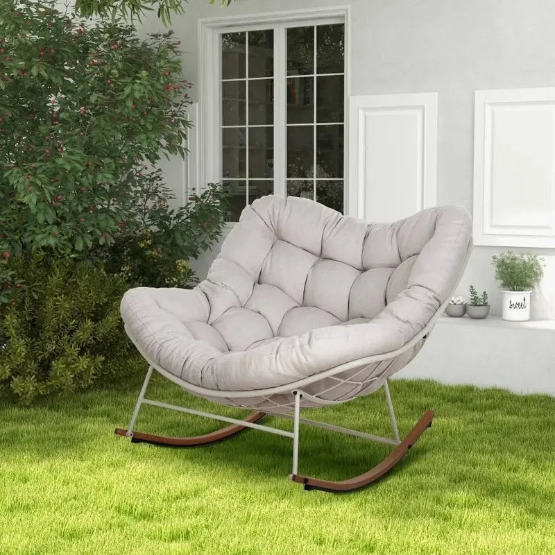 Outdoor E-Coated Rocking Chair with Cushion
