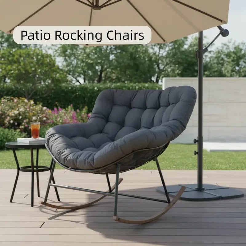 Outdoor E-Coated Rocking Chair with Cushion