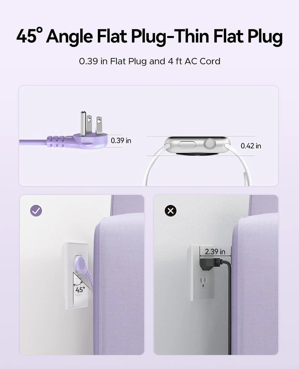 Purple 7-in-1 Travel Power Strip