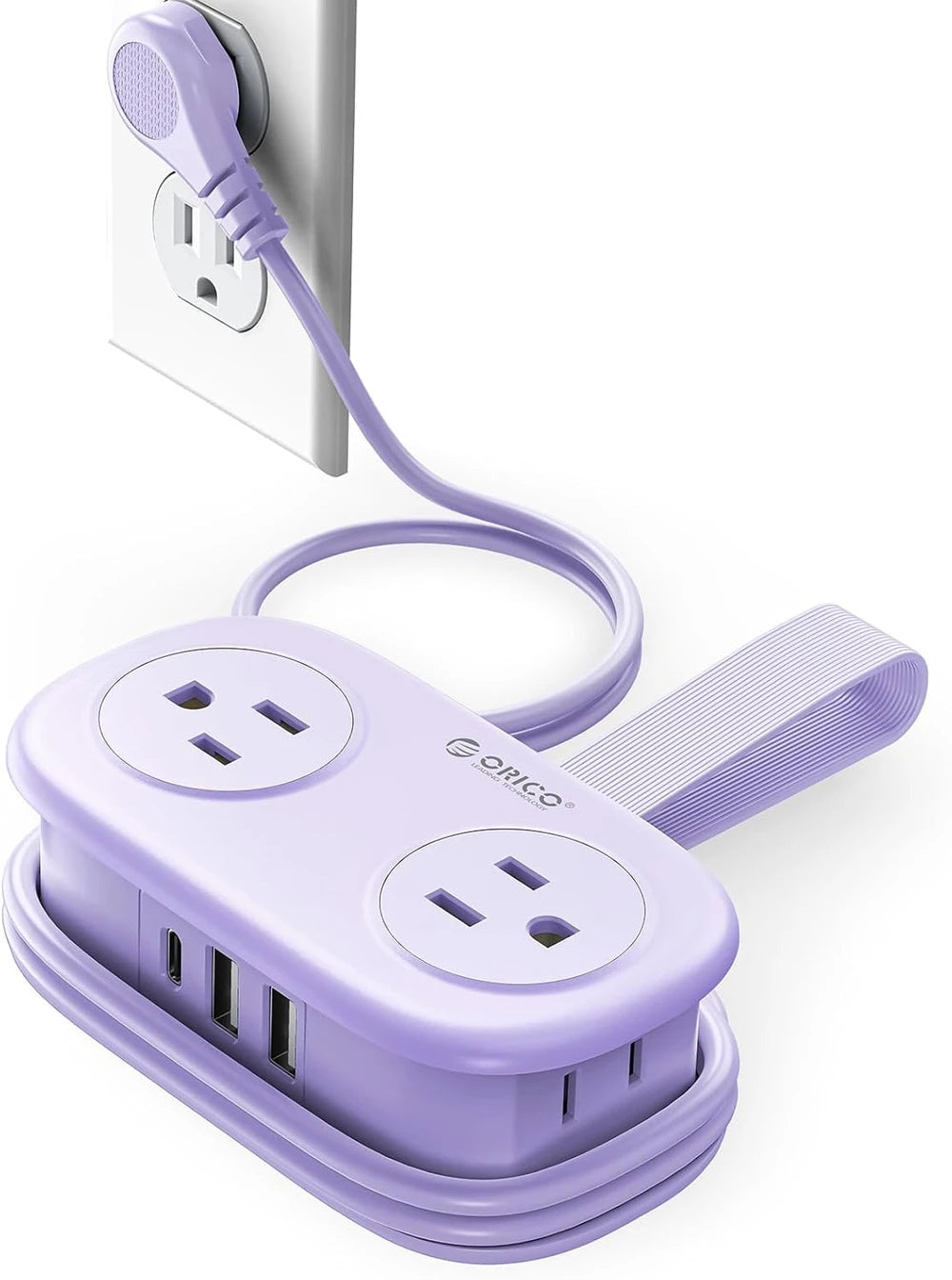 Purple 7-in-1 Travel Power Strip