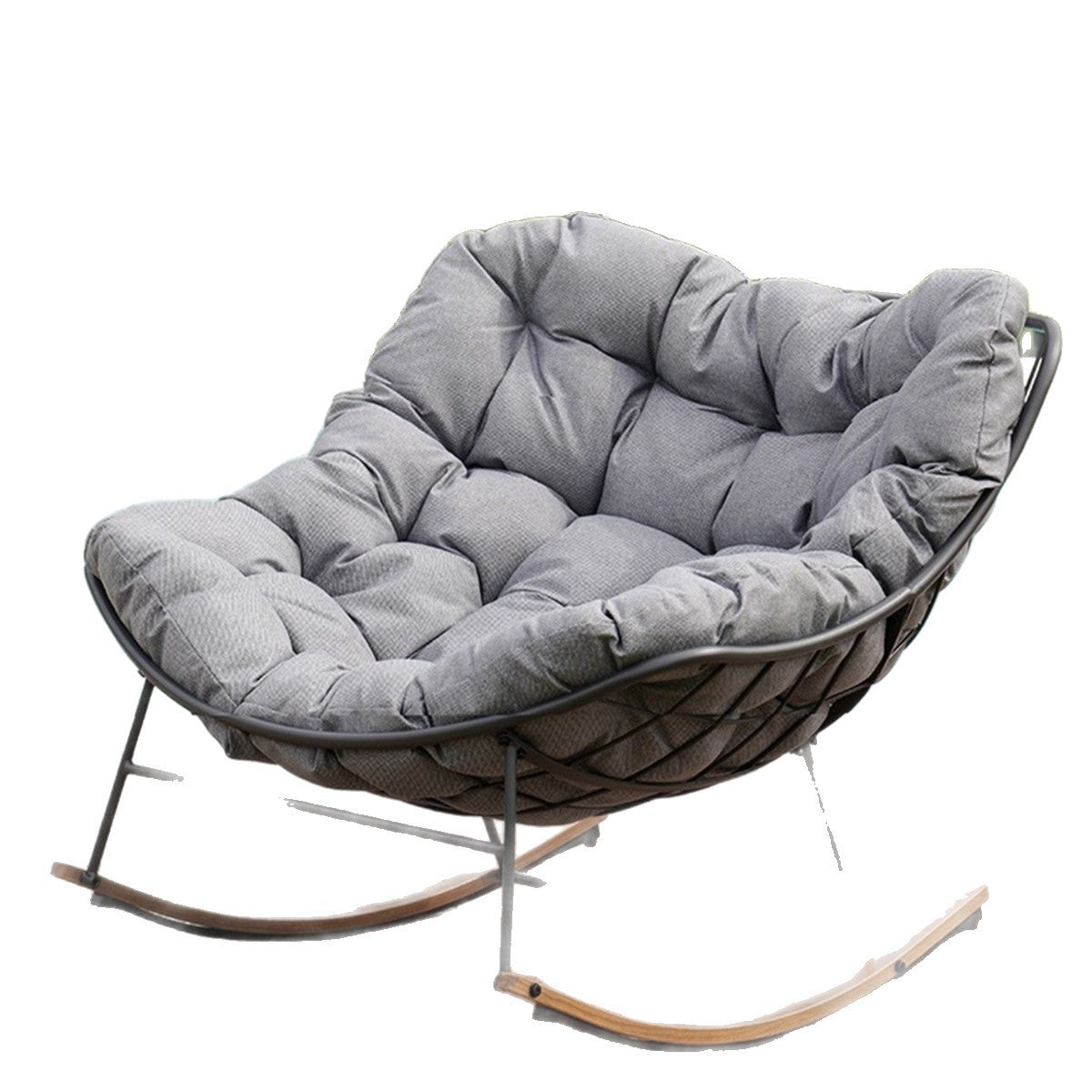 Minimalist Outdoor Rocking Chair with Water-Repellent Cushion