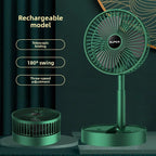 Portable folding desk fan with phone holder