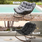 Minimalist Outdoor Rocking Chair with Water-Repellent Cushion